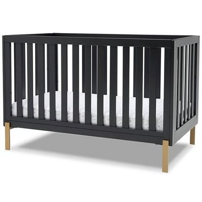 Picture of Modern Contemporary Black and Gold Bronze Convertible Crib Toddler Bed