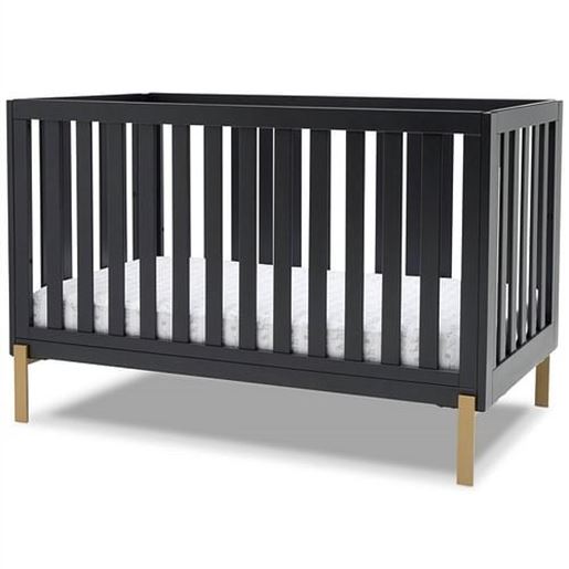 Picture of Modern Contemporary Black and Gold Bronze Convertible Crib Toddler Bed