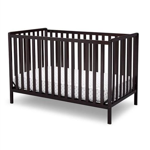 Picture of 3-in-1 Modern Convertible Baby Crib Toddler Bed Daybed in Dark Brown Wood Finish