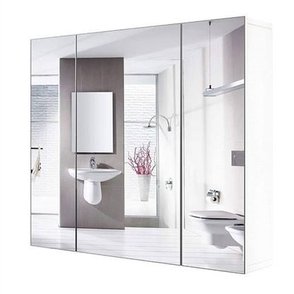 Picture of Modern 3-Door Wall Mounted Medicine Cabinet Bathroom Mirror Cupboard