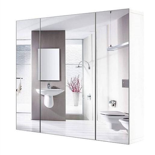 Picture of Modern 3-Door Wall Mounted Medicine Cabinet Bathroom Mirror Cupboard