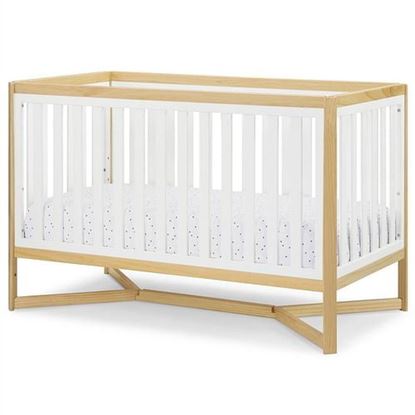 Picture of Modern Contemporary White and Natural Convertible Crib Toddler Bed