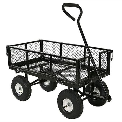 Picture of Heavy Duty Black Wheelbarrow Steel Log Garden Cart