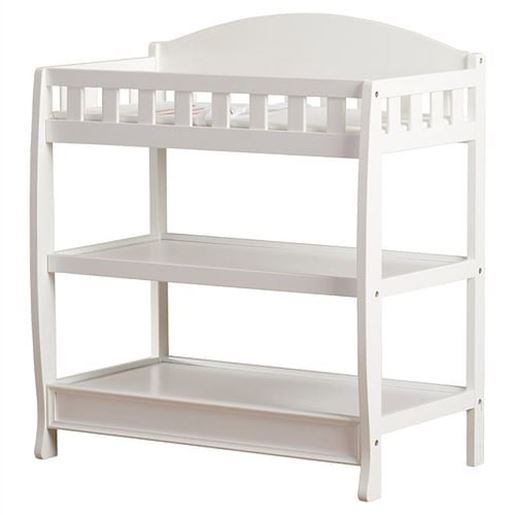 Picture of Modern White Wooden Baby Changing Table with Safety Rail Pad and Strap