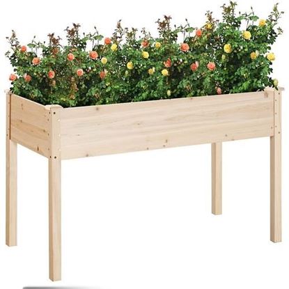 Picture of Outdoor Wood Raised Garden Bed Planter Box 46 x 22 x 30-inch High