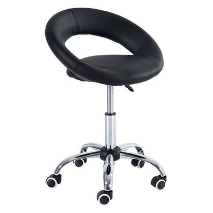 Picture of Black Saddle Adjustable Hydraulic Rolling Swivel Massage Salon Stool Chair