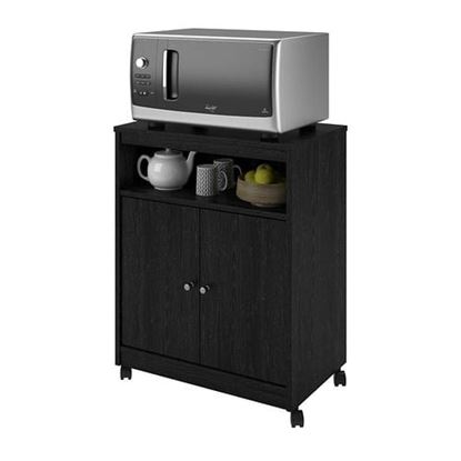 Picture of Black Utility Cart / Kitchen Microwave Cart with Casters