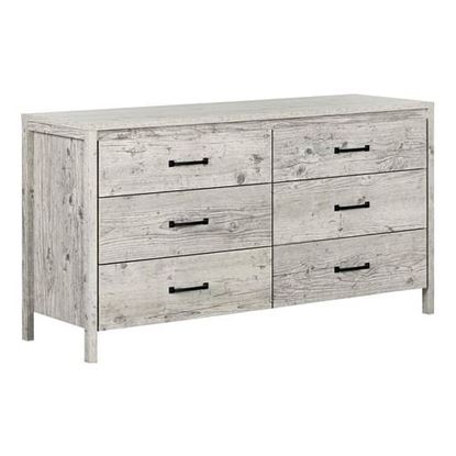 Picture of Modern Washed Pine 6 Drawer Double Dresser