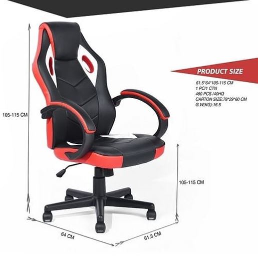 Picture of Color: BLACK Gaming Chairs  BLACK