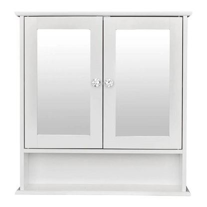 Picture of 2-Door Wall Mounted Bathroom Medicine Cabinet with Mirror in White