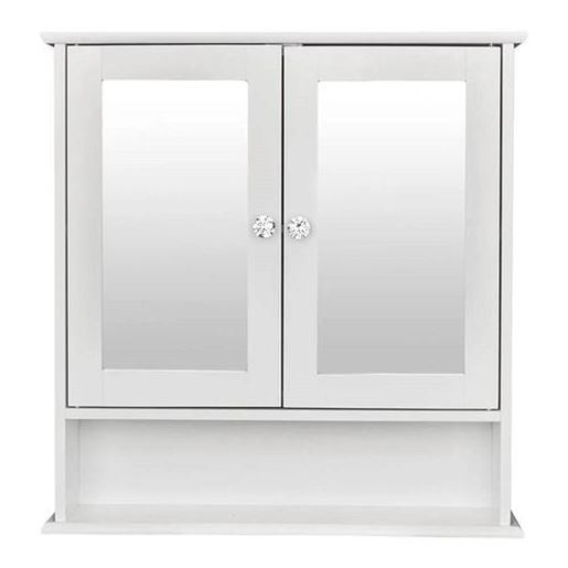 Picture of 2-Door Wall Mounted Bathroom Medicine Cabinet with Mirror in White