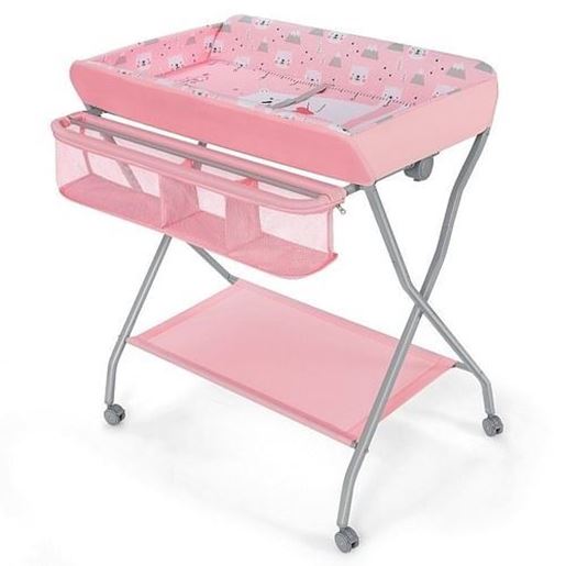 Picture of Pink Folding  Wide Nursery Baby Diaper Changing Table