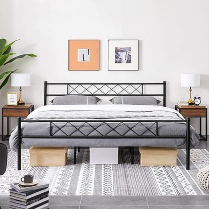 Picture of King Size Traditional Powder Coated Slatted Metal Platform Bed