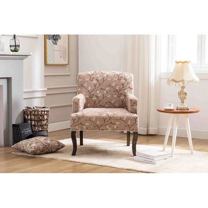 Picture of Color: Brown 23 Wide Tufted Cotton Chair With Pillow