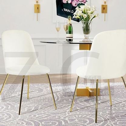 Foto de Color: WHITE Dining Chair WHITE GOLD LEG