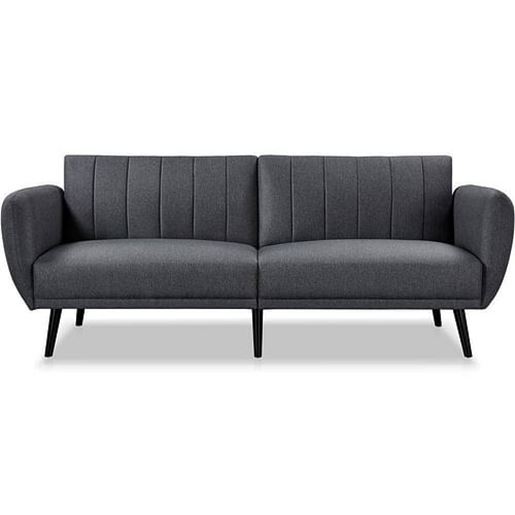 Picture of Modern Scandinavian Dark Grey Linen Upholstered Sofa Bed with Wooden Legs