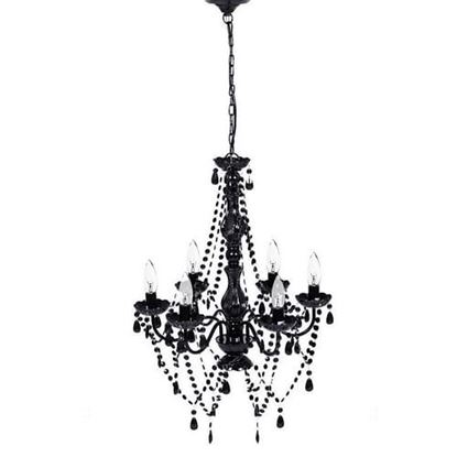 Picture of 6 Light Gothic Gypsy Pendant Black Crystal Candle Ceiling Chandelier