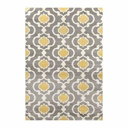 Picture of 5'3" x 7'3"' Grey Yellow Trellis Geometric Polpropylene Area Rug