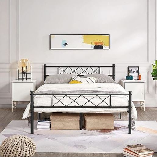 Picture of Full Size Traditional Powder Coated Slatted Metal Platform Bed