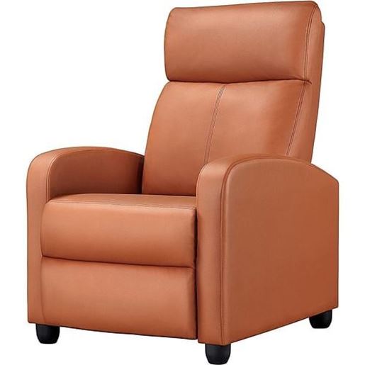 Picture of Brown High-Density Faux Leather Push Back Recliner Chair