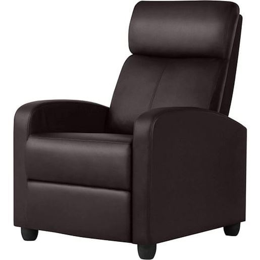 Picture of Dark Brown High-Density Faux Leather Push Back Recliner Chair