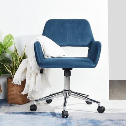 Picture of Color: DARK BLUE Office Chairs CHROME VELVET CACTUS