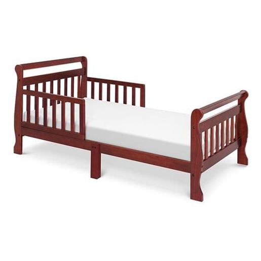 Picture of Cherry Modern Slatted Guard Rails Toddler Sleigh Bed