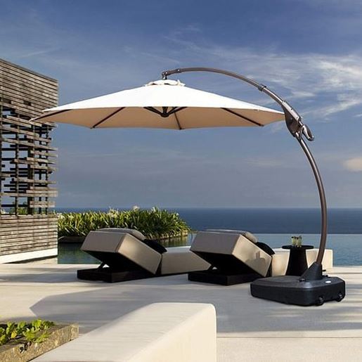 Picture of Color: 3.3M Champagne  SR Deluxe Aluminum Offset Umbrella, Patio Cantilever Umbrella