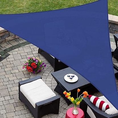 Picture of Color: Blue 16' x 16' x 22.64' Sun Shade Sail Triangle Canopy, UV Block Awning Durable for Outdoor Patio Carport Garden Backyard Balcony, Blue