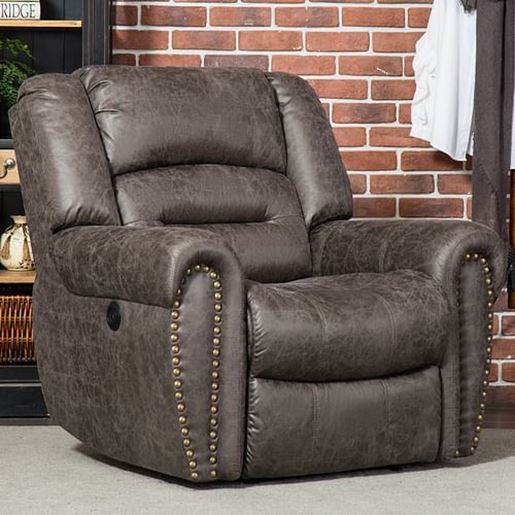 Picture of Color: Smoky Gray Electric Recliner Chair Classic Single Sofa Home Recliner Seating with USB Port