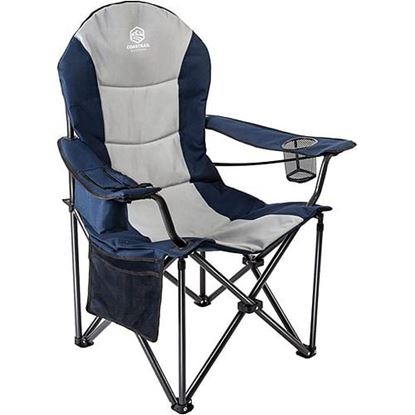 Picture of Color: Blue+Grey Patio Garden Chair Outdoor Camping Chair Foldable Padded Armchairs,Blue+Grey