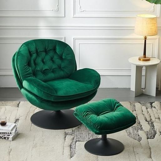 Picture of Color: Green  Swivel Leisure Chair velvet lounge chair