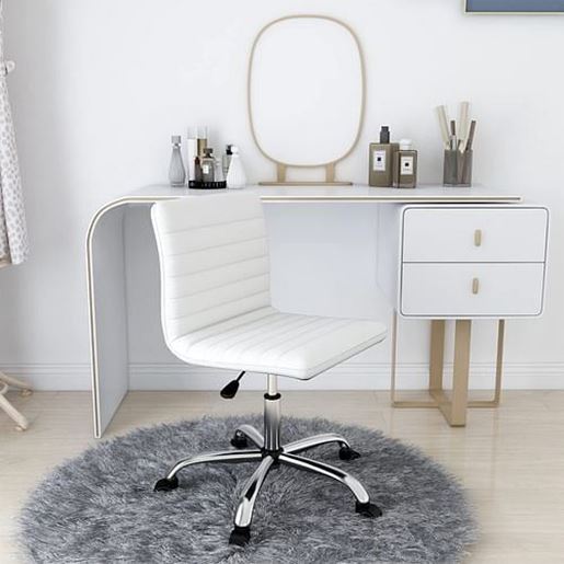 Picture of Color: White  DR Low-Back Ribbed Faux Leather Office Desk Chair