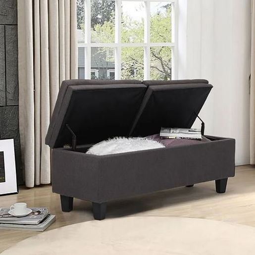 Picture of Color: Dark Grey 53'' Wide Tufted Rectangle Storage Ottoman