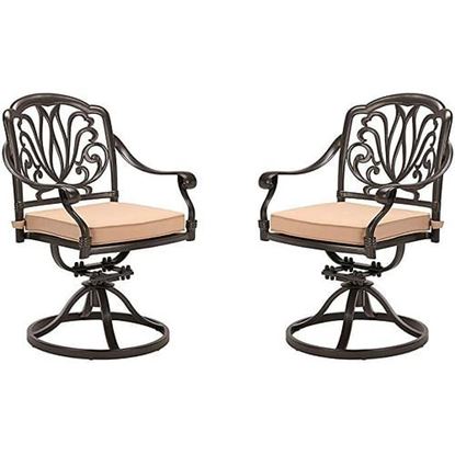 Picture of Color: Dark Brown Outdoor Chairs Swivel Patio Dining Chairs with Cushion,2 Pcs