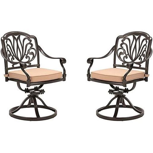 Picture of Color: Dark Brown Outdoor Chairs Swivel Patio Dining Chairs with Cushion,2 Pcs