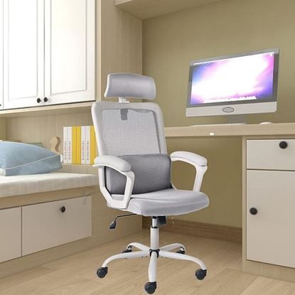 Picture of Color: Grey  DR Mesh Task Chair, High Back, Adjustable Headrest Padded