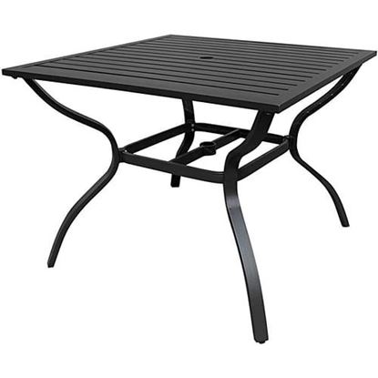 Picture of Color: Dark Brown Square Aluminum Outdoor Dining Table for Lawn Backyard Garden