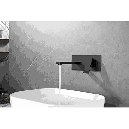 Picture of Color: Matte Black  Wall Mount Faucet, Single Handle 2 Holes Brass Rough-in Valve Included