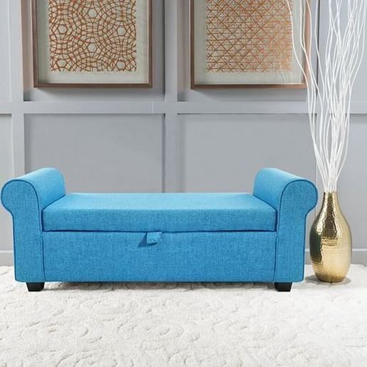 Picture of Color: Blue  Upholstered Flip Top Storage Bench