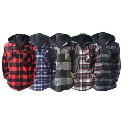 Picture of . Case of [12] Men's Sherpa Lined Flannel Jacket, Size S-2X .