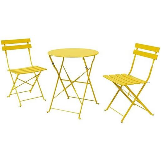 Picture of Color: Mango yellow  SR Steel Patio Bistro Set, Folding Outdoor Patio Furniture Sets, 3 Piece Patio Set of Foldable Patio Table and Chairs