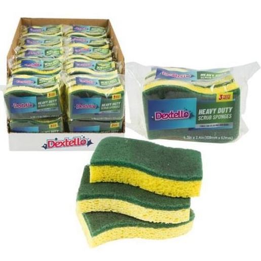 Picture of . Case of [20] Heavy Duty Scrub Sponge, 3-Pack .