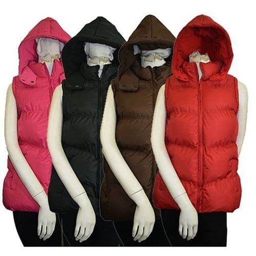 Picture of . Case of [24] Women's Hooded Puffy Vest, Size S-XL .