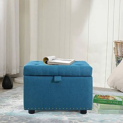 Picture of Color: Dark Blue  25'' Wide Tufted Rectangle Storage Ottoman with Storage