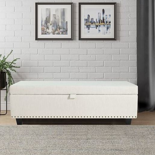 Picture of Color: Creamy Beige  50'' Wide Tufted Rectangle Storage Ottoman with Storage