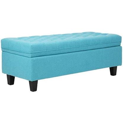 Picture of Color: Blue  50'' Wide Tufted Rectangle Storage Ottoman
