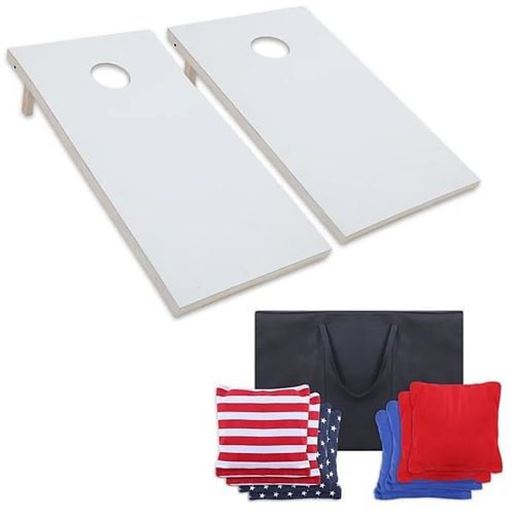 Image sur Color: Wood  Solid Wood Cornhole Set with Carrying Case