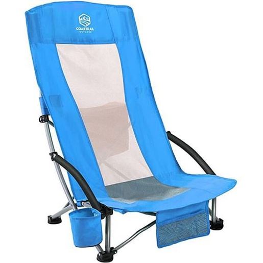 Picture of Color: Blue Camping Chair High Back Outdoor Beach Chair with Cooler, Cup Holder & Carry Bag for Camping Lawn Concert Travel Festival, Blue