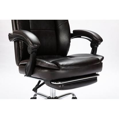 Изображение Color: black Big & Tall Office Chair with Footrest- Bonded Leather Desk Chair Swivel Rolling High Back Computer Chair Adjustable Ergonomic Task Chair Brown